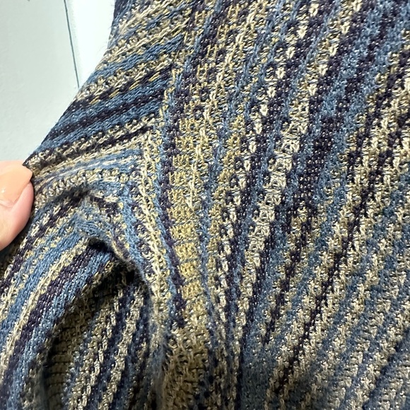 Peruvian Connection Boho Striped Textured Cotton Sweater Earthy Neutral Tones L - Picture 3 of 4